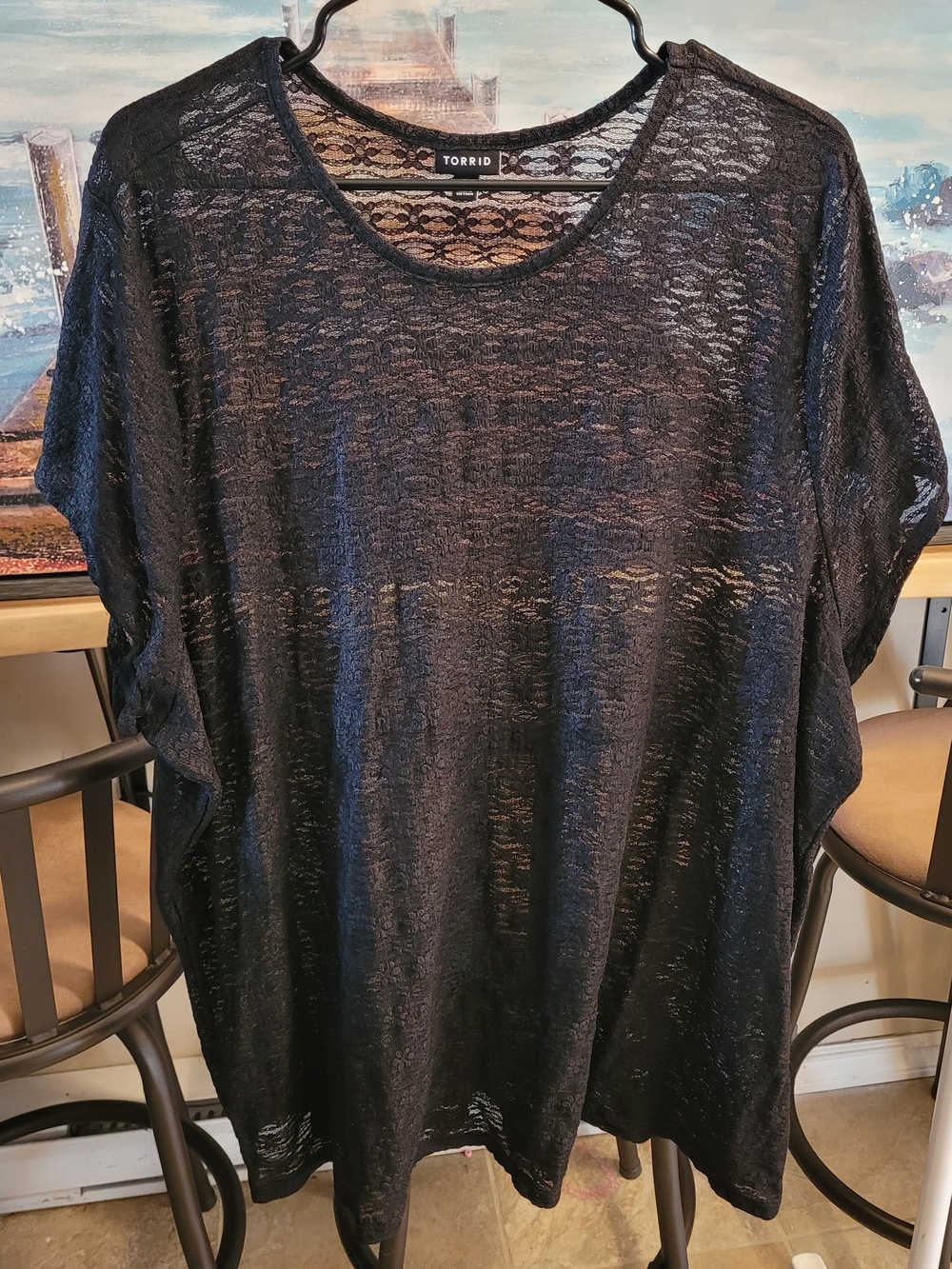 Torrid Black Sheer Lace Short Sleeve Top Plus Size 5